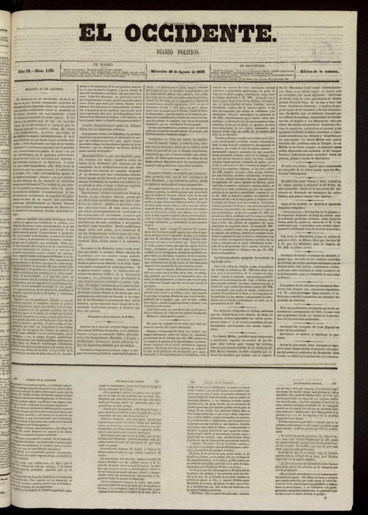 Miniatura de El Occidente: diario político del 18 de agosto de 1858, nº 1121