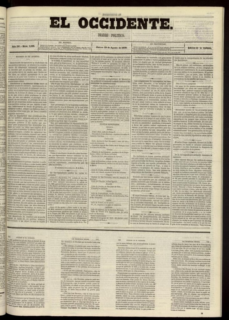 Miniatura de El Occidente: diario político del 19 de agosto de 1858, nº 1122