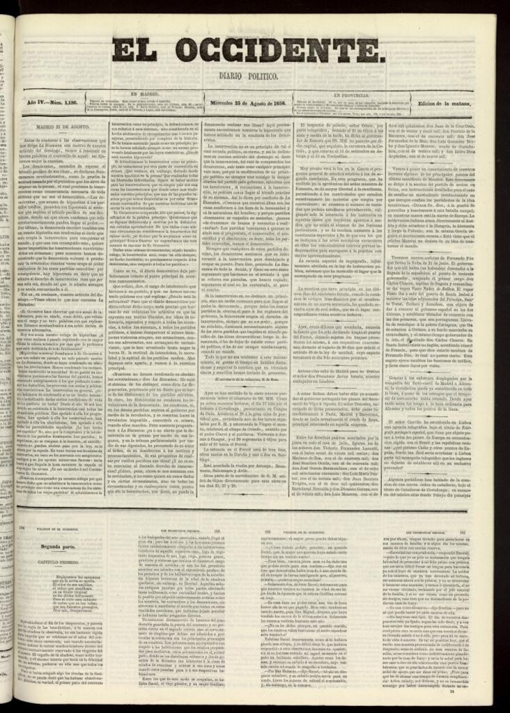 Miniatura de El Occidente: diario político del 25 de agosto de 1858, nº 1126
