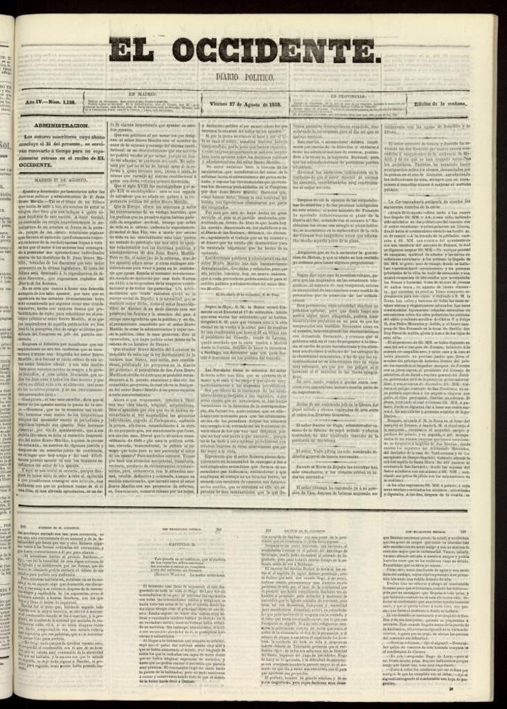 Miniatura de El Occidente: diario político del 27 de agosto de 1858, nº 1128