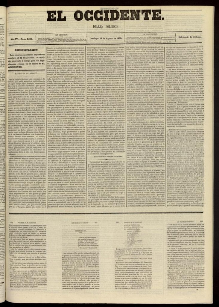 Miniatura de El Occidente: diario político del 29 de agosto de 1858, nº 1130