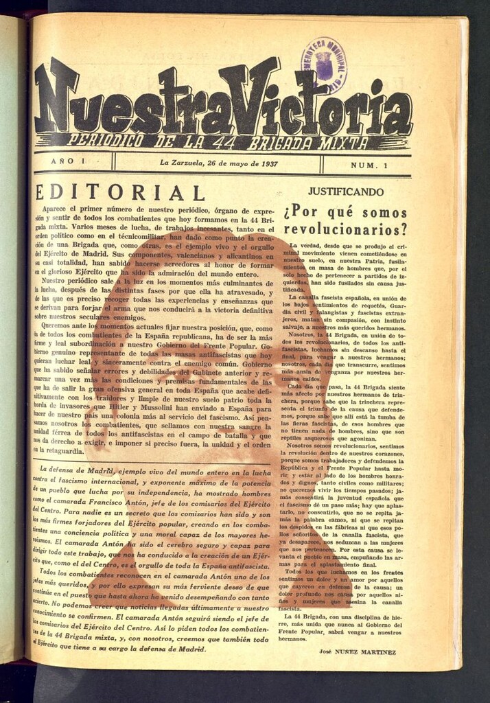 Miniatura de Nuestra victoria : periódico de la 44 Brigada Mixta