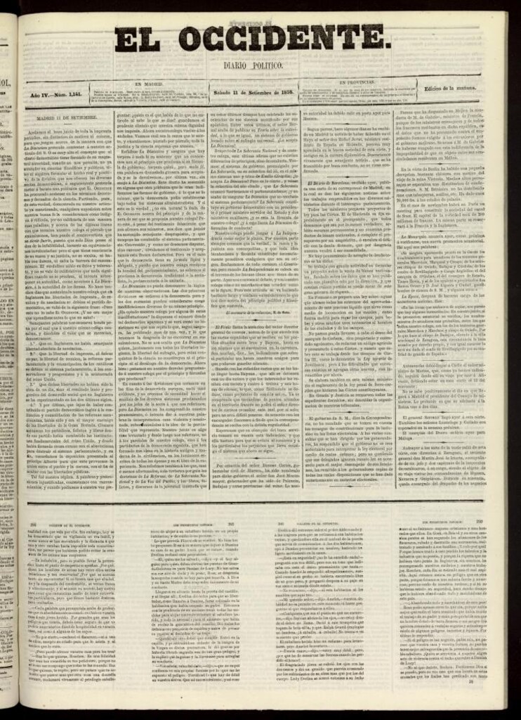 Miniatura de El Occidente: diario político del 11 de septiembre de 1858, nº1141