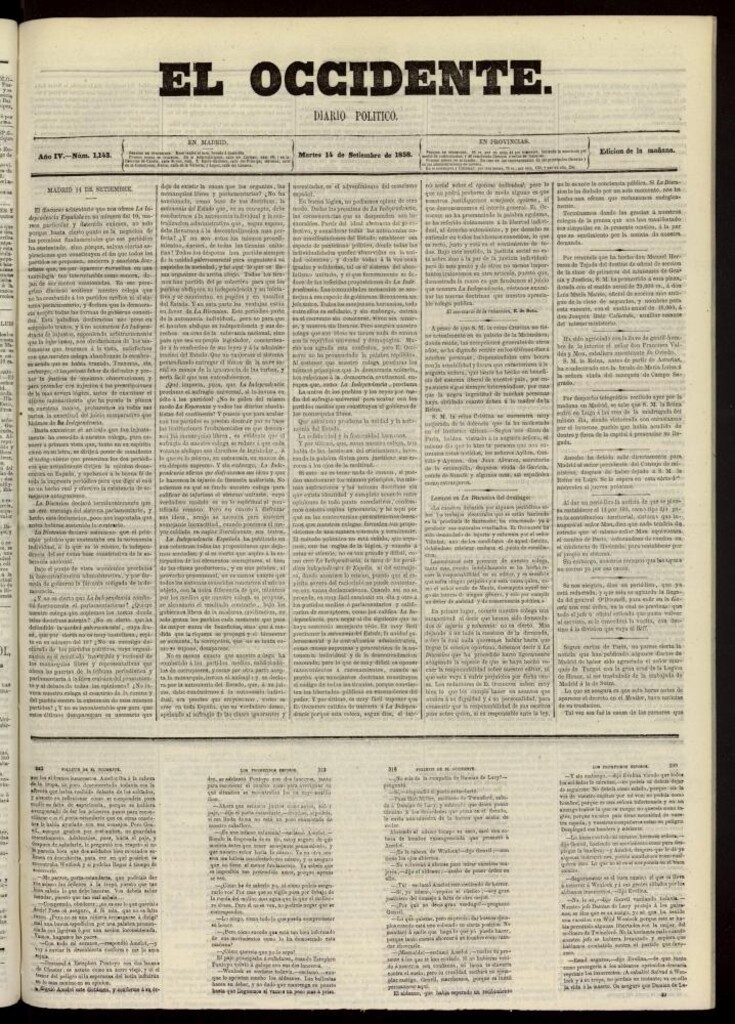 Miniatura de El Occidente: diario político del 14 de septiembre de 1858, nº 1143
