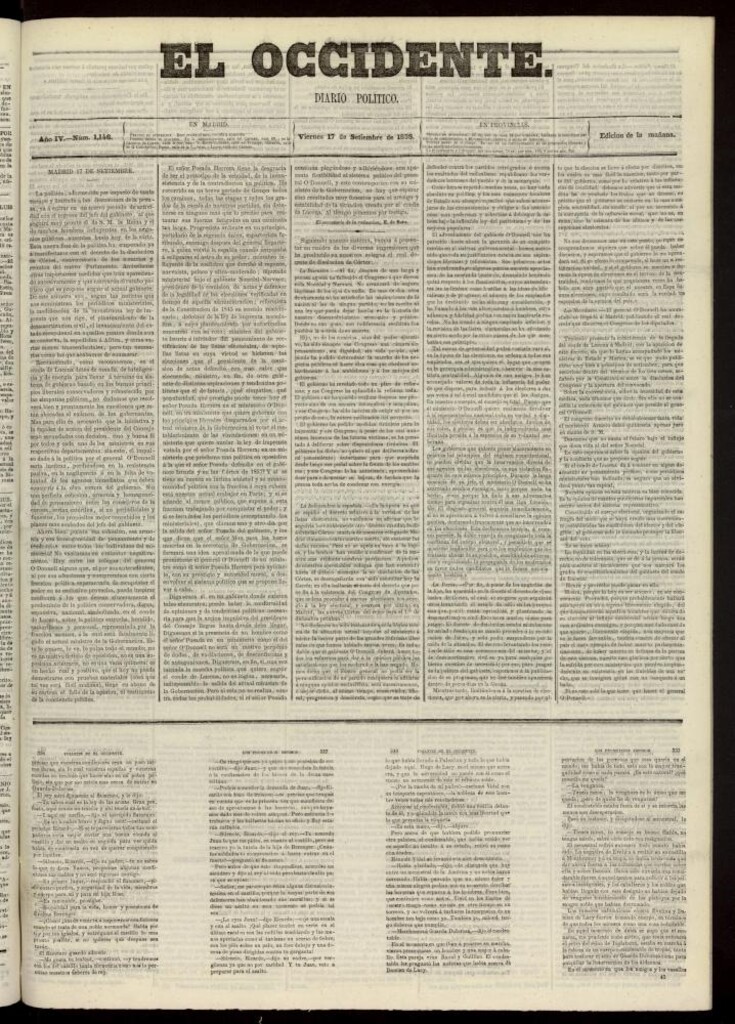Miniatura de El Occidente: diario político del 17 de septiembre de 1858, nº 1146