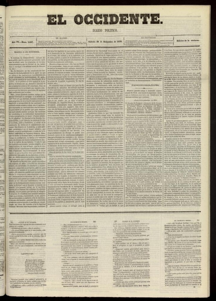 Miniatura de El Occidente: diario político del 18 de septiembre de 1858, nº 1147