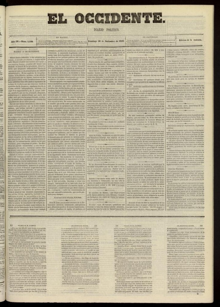 Miniatura de El Occidente: diario político del 19 de septiembre de 1858, nº 1148