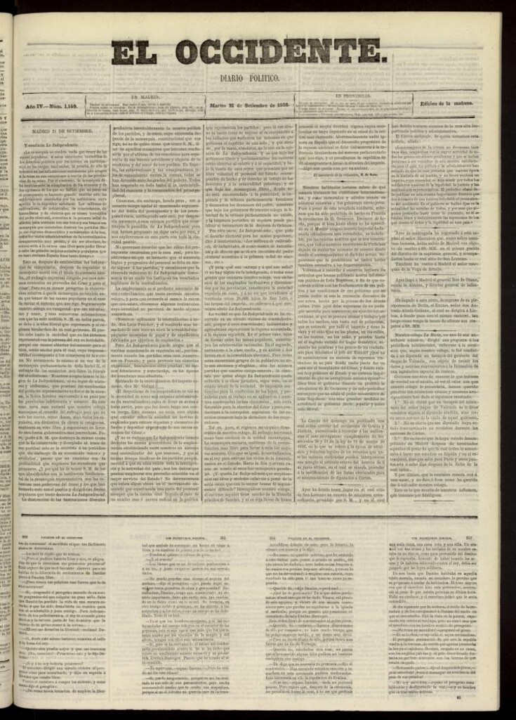 Miniatura de El Occidente: diario político del 21 de septiembre de 1858, nº 1149