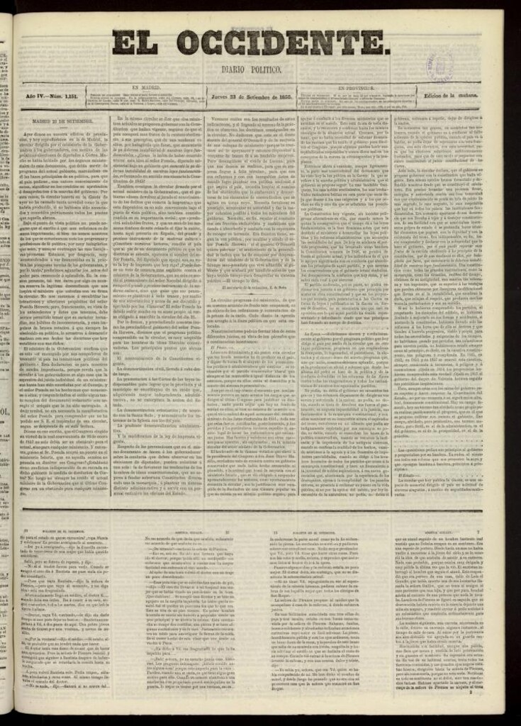 Miniatura de El Occidente: diario político del 23 de septiembre de 1858, nº 1151