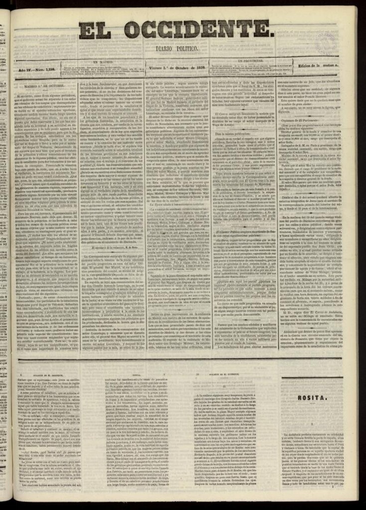 Miniatura de El Occidente: diario político del 1 de octubre de 1858, nº 1158