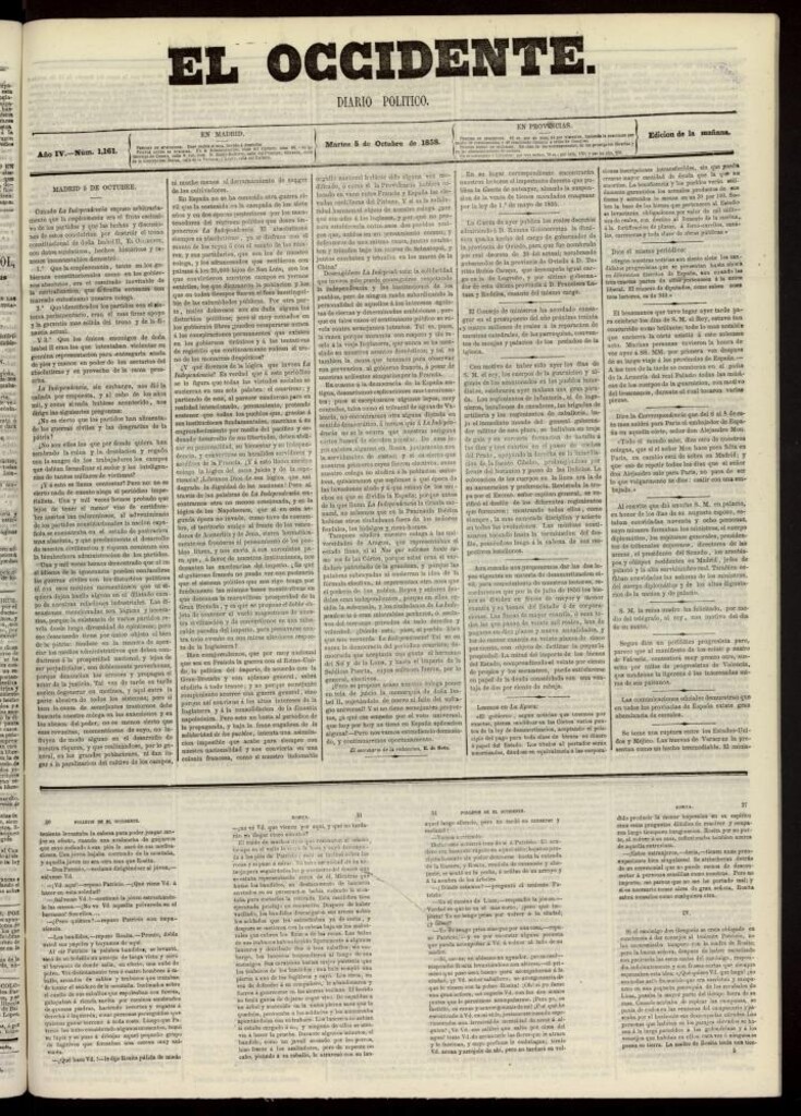 Miniatura de El Occidente: diario político del 5 de octubre de 1858, nº 1161