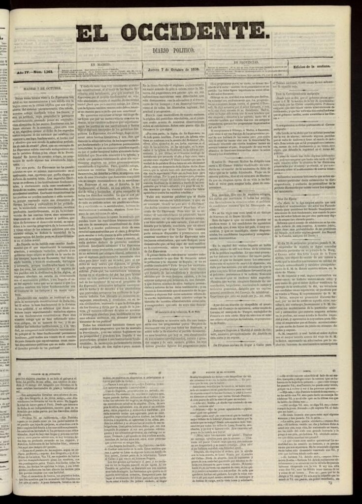 Miniatura de El Occidente: diario político del 7 de octubre de 1858, nº 1163