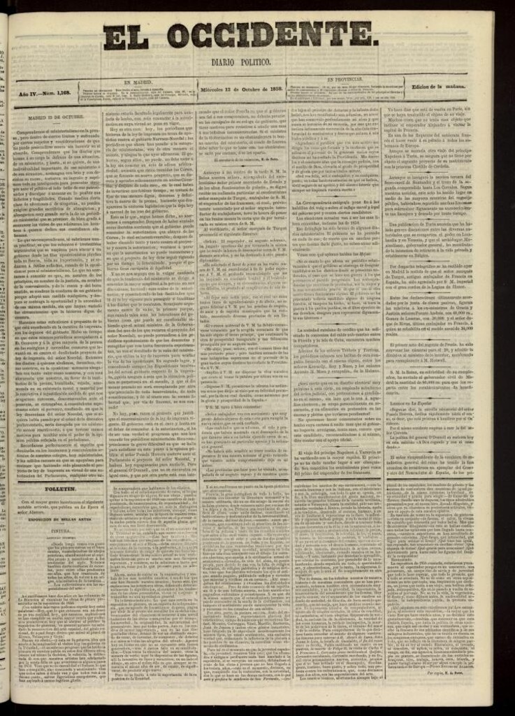Miniatura de El Occidente: diario político del 13 de octubre de 1858, nº 1168