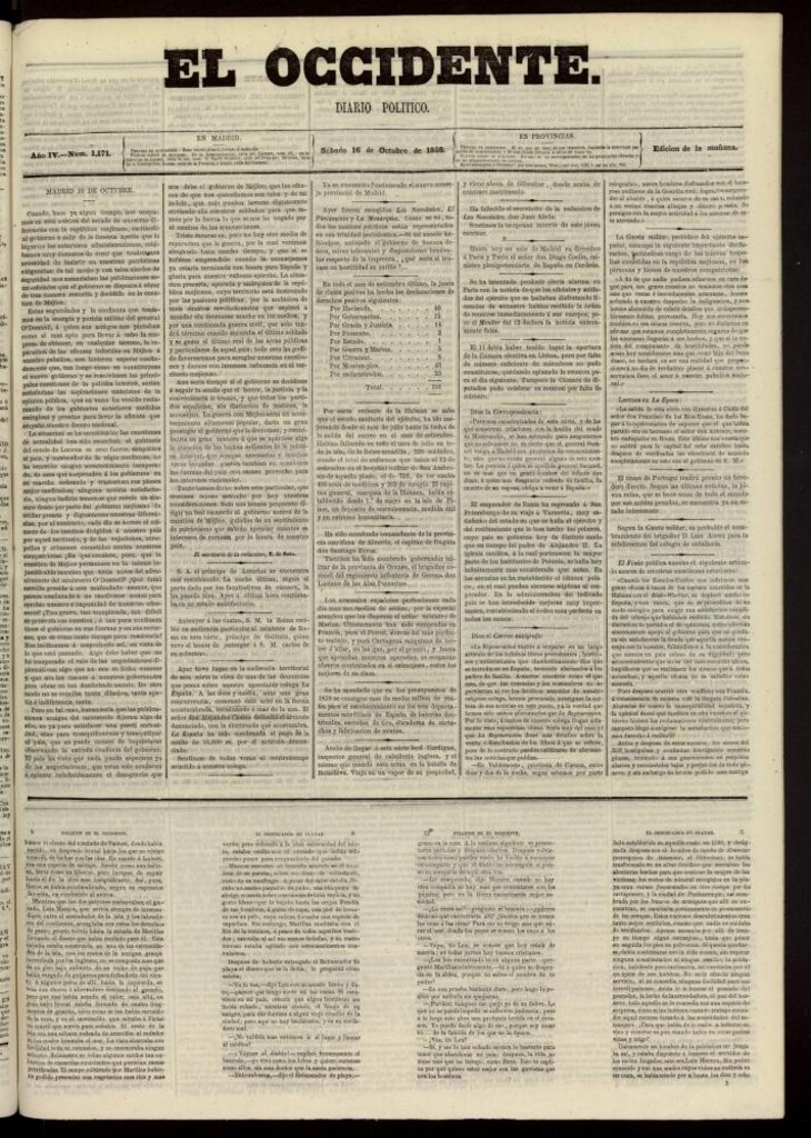 Miniatura de El Occidente: diario político del 16 de octubre de 1858, nº 1171