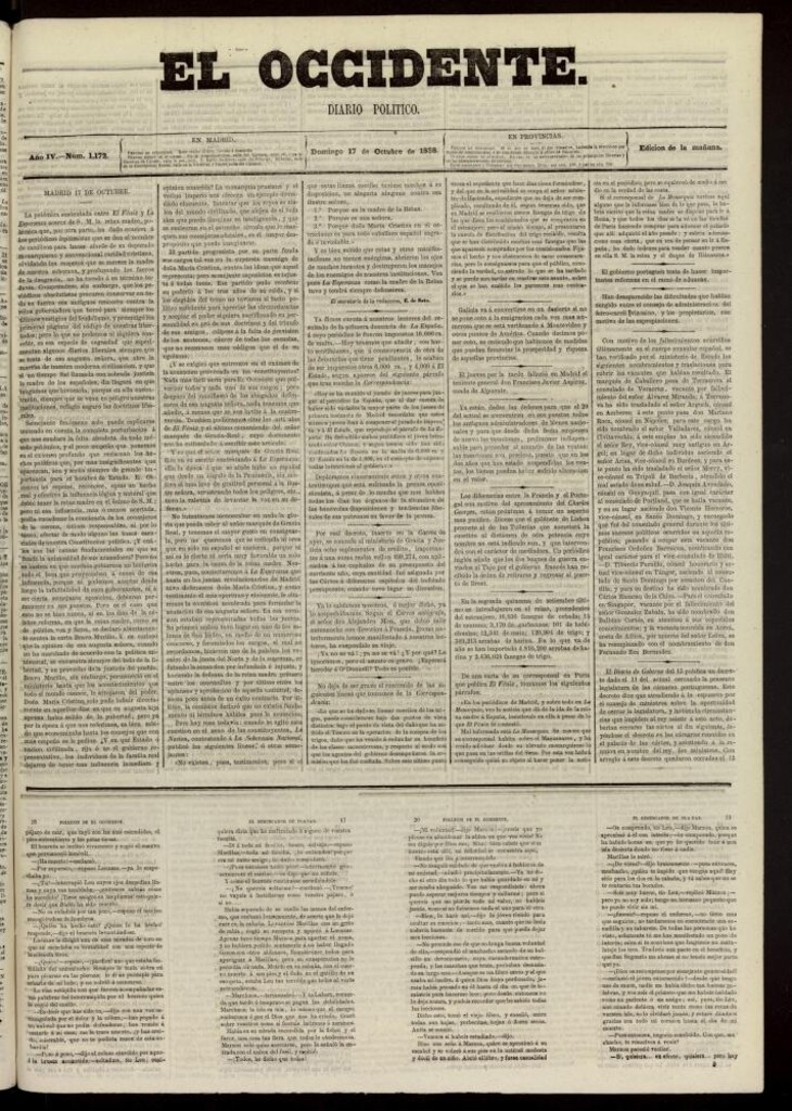 Miniatura de El Occidente: diario político del 17 de octubre de 1858, nº 1172