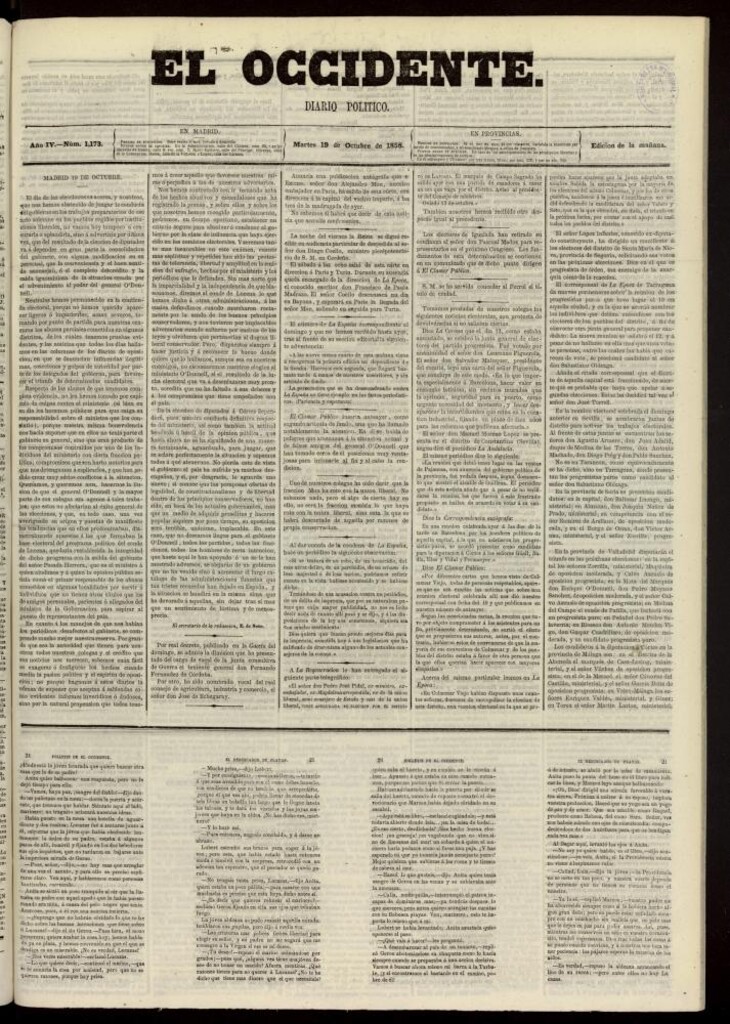 Miniatura de El Occidente: diario político del 19 de octubre de 1858, nº 1173