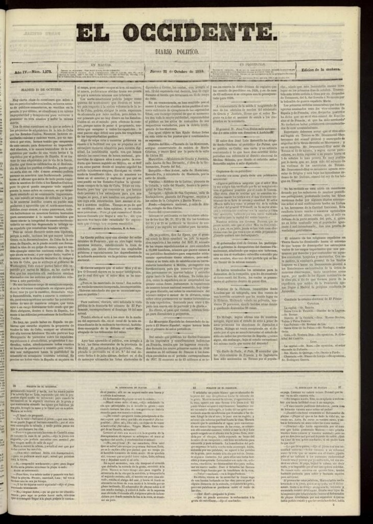 Miniatura de El Occidente: diario político del 21 de octubre de 1858, nº 1175