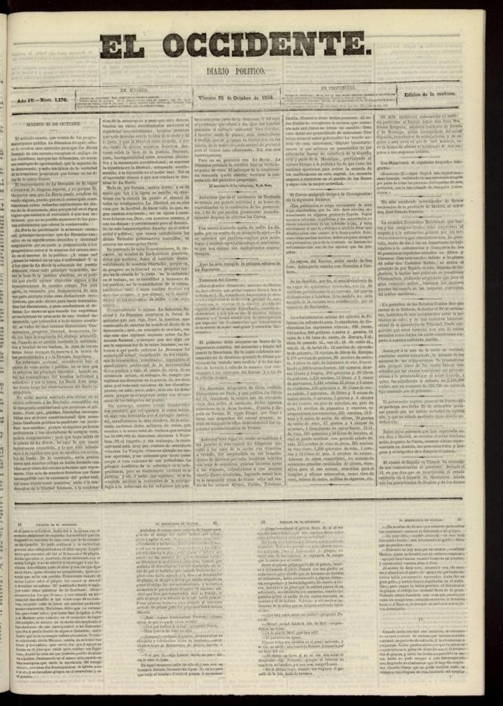 Miniatura de El Occidente: diario político del 22 de octubre de 1858, nº 1176