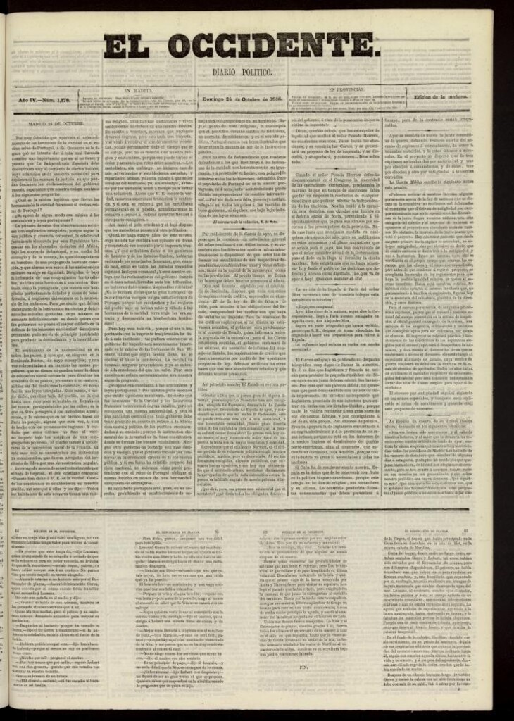 Miniatura de El Occidente: diario político del 24 de octubre de 1858, nº 1178