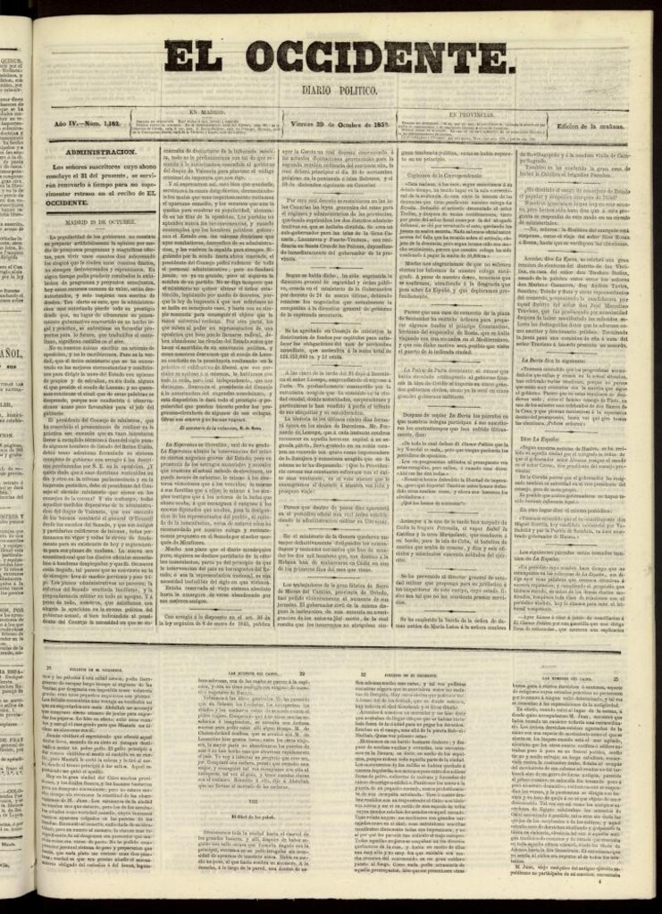 Miniatura de El Occidente: diario político del 29 de octubre de 1858, nº 1182