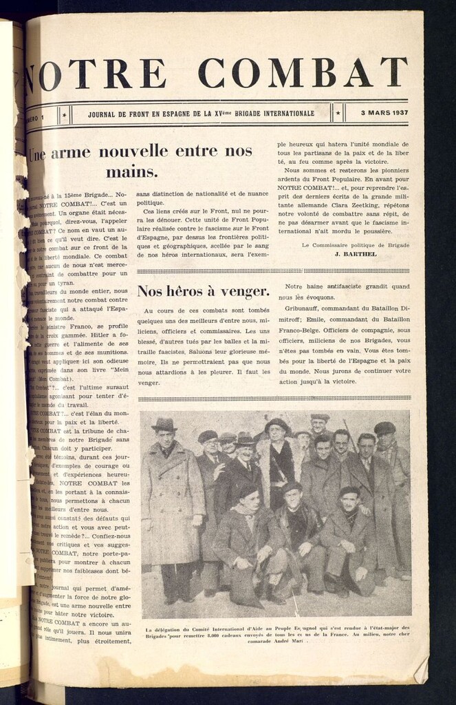 Miniatura de Notre Combat: Journal de Front en Espagne de la XVeme Brigade Internationale