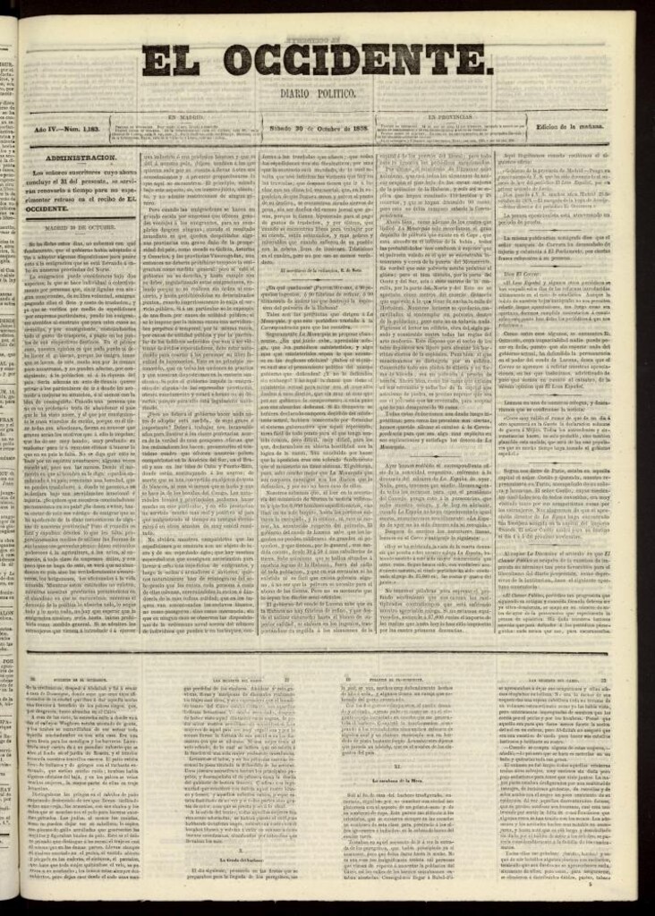 Miniatura de El Occidente: diario político del 30 de octubre de 1858, nº 1183