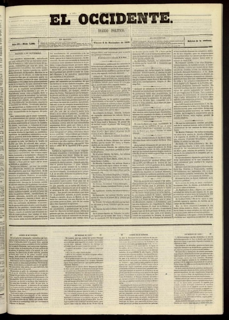 Miniatura de El Occidente: diario político del 5 de noviembre de 1858, nº 1188