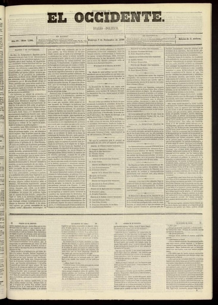 Miniatura de El Occidente: diario político del 7 de noviembre de 1858, nº 1190