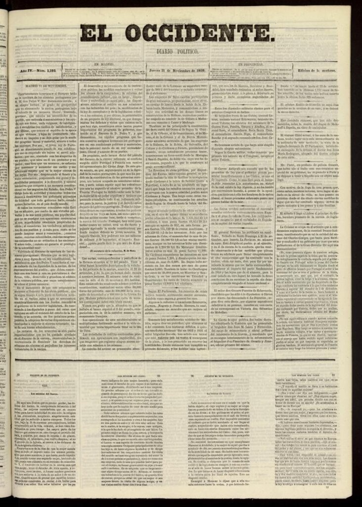 Miniatura de El Occidente: diario político del 11 de noviembre de 1858, nº 1193