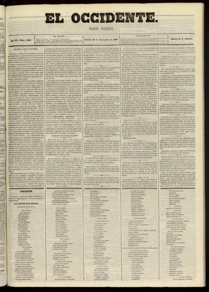 Miniatura de El Occidente: diario político del 13 de noviembre de 1858, nº 1195