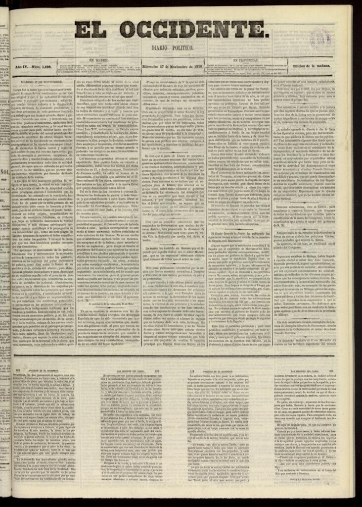 Miniatura de El Occidente: diario político del 17 de noviembre de 1858, nº 1198