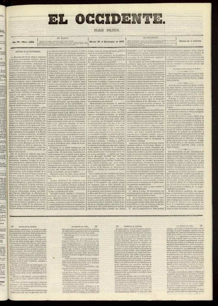 Miniatura de El Occidente: diario político del 23 de noviembre de 1858, nº 1203