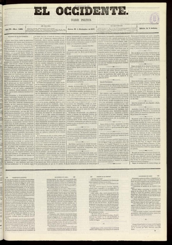 Miniatura de El Occidente: diario político del 25 de noviembre de 1858, nº 1205