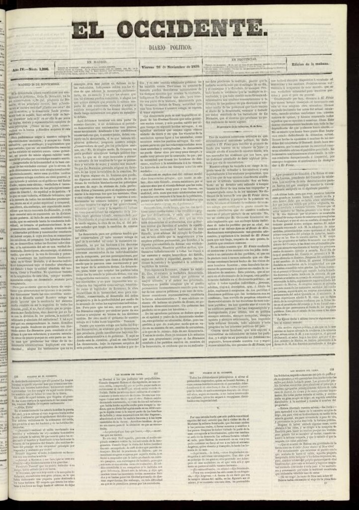 Miniatura de El Occidente: diario político del 26 de noviembre de 1858, nº 1206