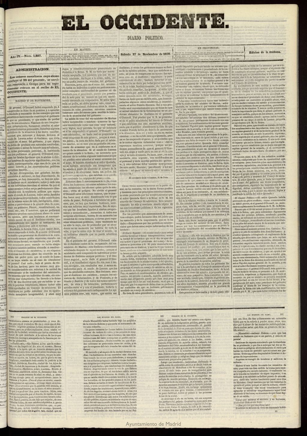 Miniatura de El Occidente: diario político del 27 de noviembre de 1858, nº 1207