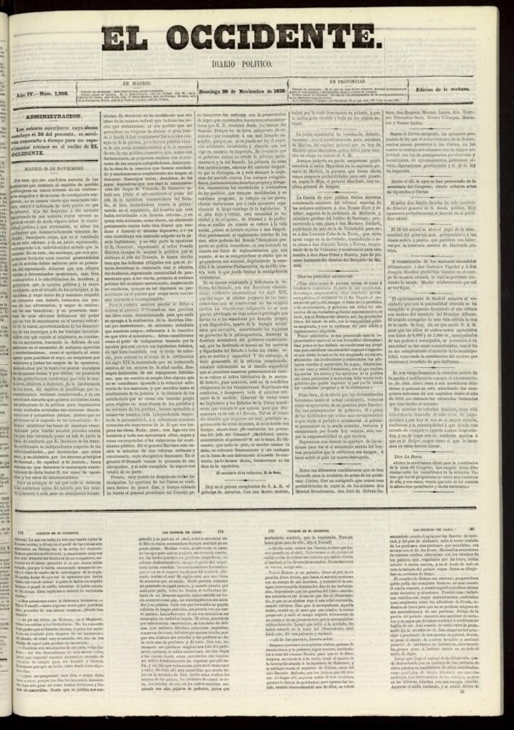 Miniatura de El Occidente: diario político del 28 de noviembre de 1858, nº 1208