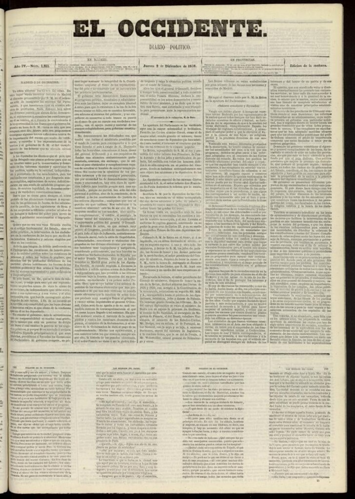 Miniatura de El Occidente: diario político del 2 de diciembre de 1858, nº 1211