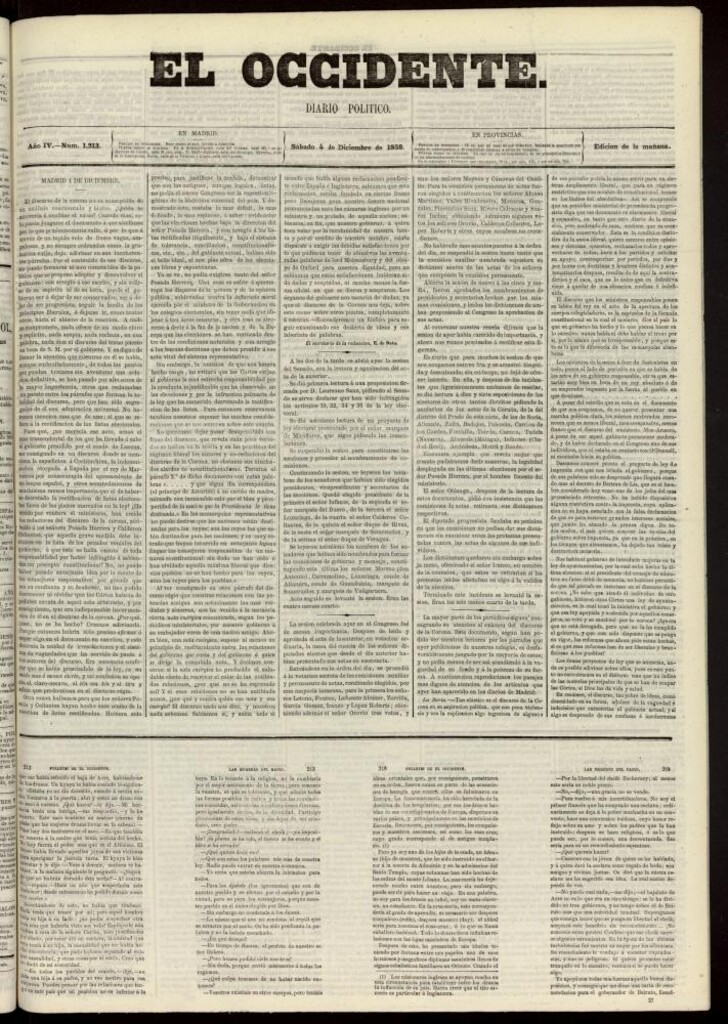 Miniatura de El Occidente: diario político del 4 de diciembre de 1858, nº 1213