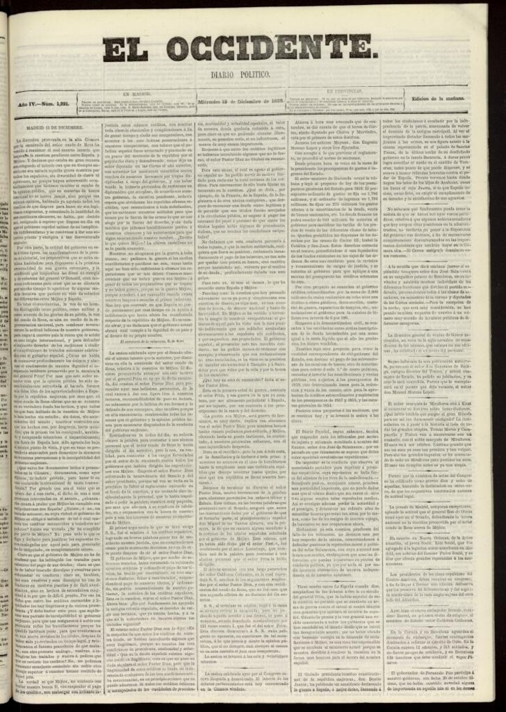 Miniatura de El Occidente: diario político del 15 de diciembre de 1858, nº 1221