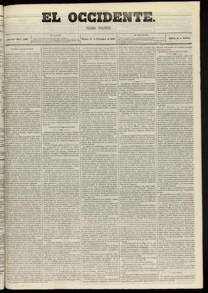 Miniatura de El Occidente: diario político del 17 de diciembre de 1858, nº 1223