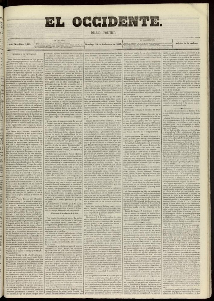 Miniatura de El Occidente: diario político del 19 de diciembre de 1858, nº 1225