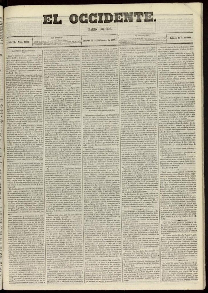 Miniatura de El Occidente: diario político del 21 de diciembre de 1858, nº 1226