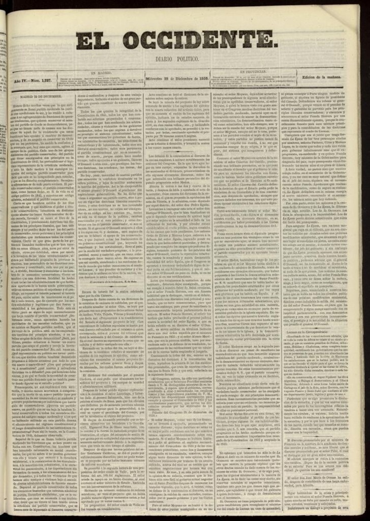 Miniatura de El Occidente: diario político del 22 de diciembre de 1858, nº 1227