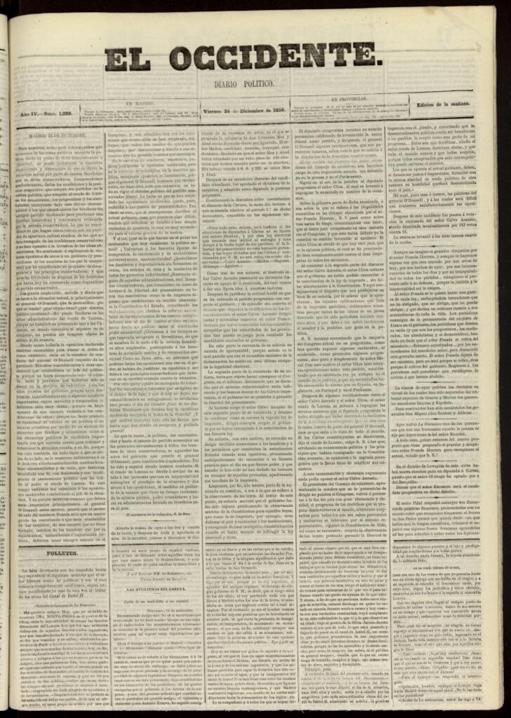 Miniatura de El Occidente: diario político del 24 de diciembre de 1858, nº 1229