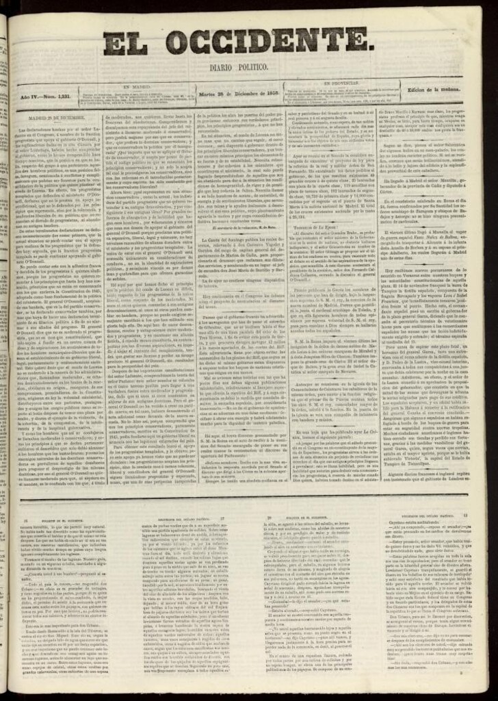 Miniatura de El Occidente: diario político del 28 de diciembre de 1858, nº 1231