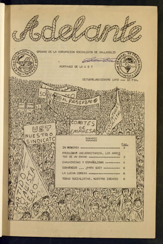 Miniatura de Adelante : Órgano de la Agrupación Socialista de Valladolid de octubre-noviembre de 1972