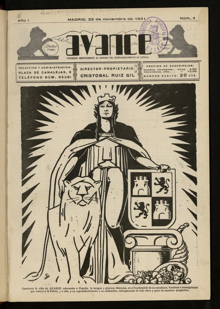 Miniatura de Avance del 22 de noviembre de 1931, nº 1