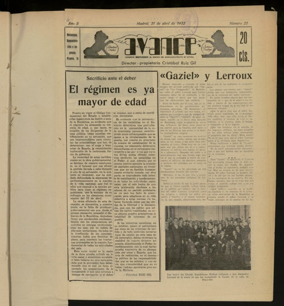 Miniatura de Avance del 21 de abril de 1932, nº 22