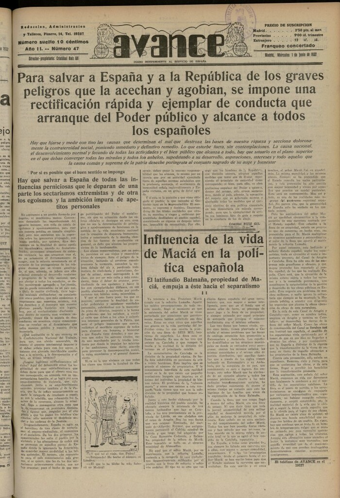Miniatura de Avance del 1 de junio de 1932, nº 47