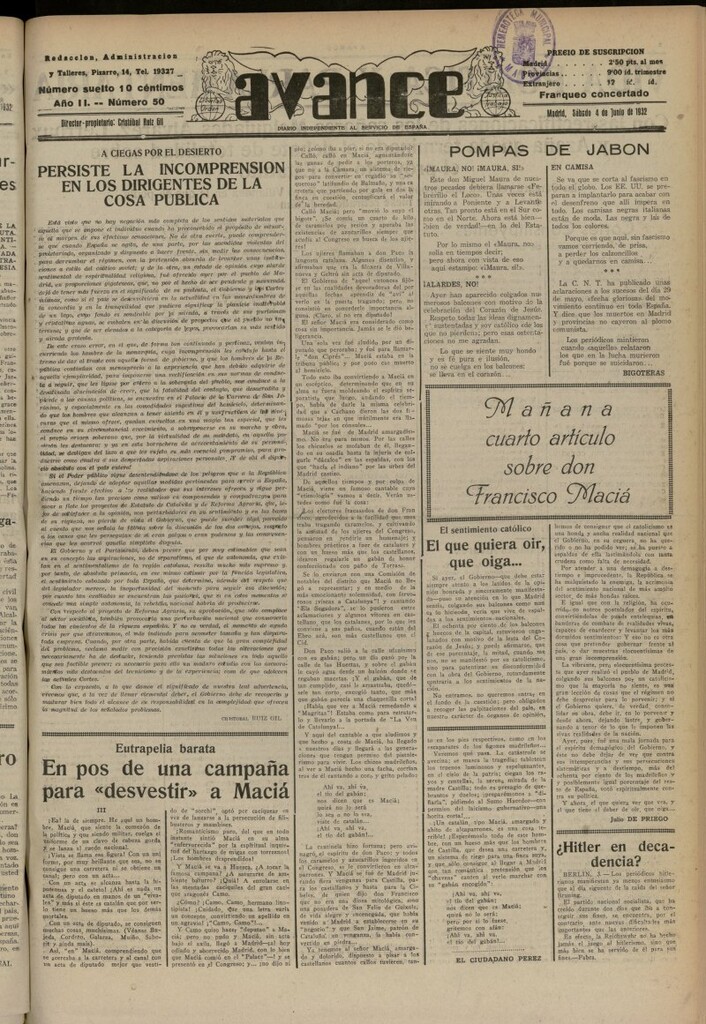 Miniatura de Avance del 4 de junio de 1932, nº 50